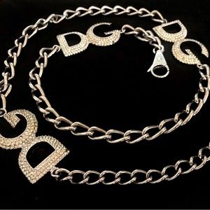 Dolce & Gabbana | Swarovski Crystal Chain Link Silver Belt Vintage (Authentic)